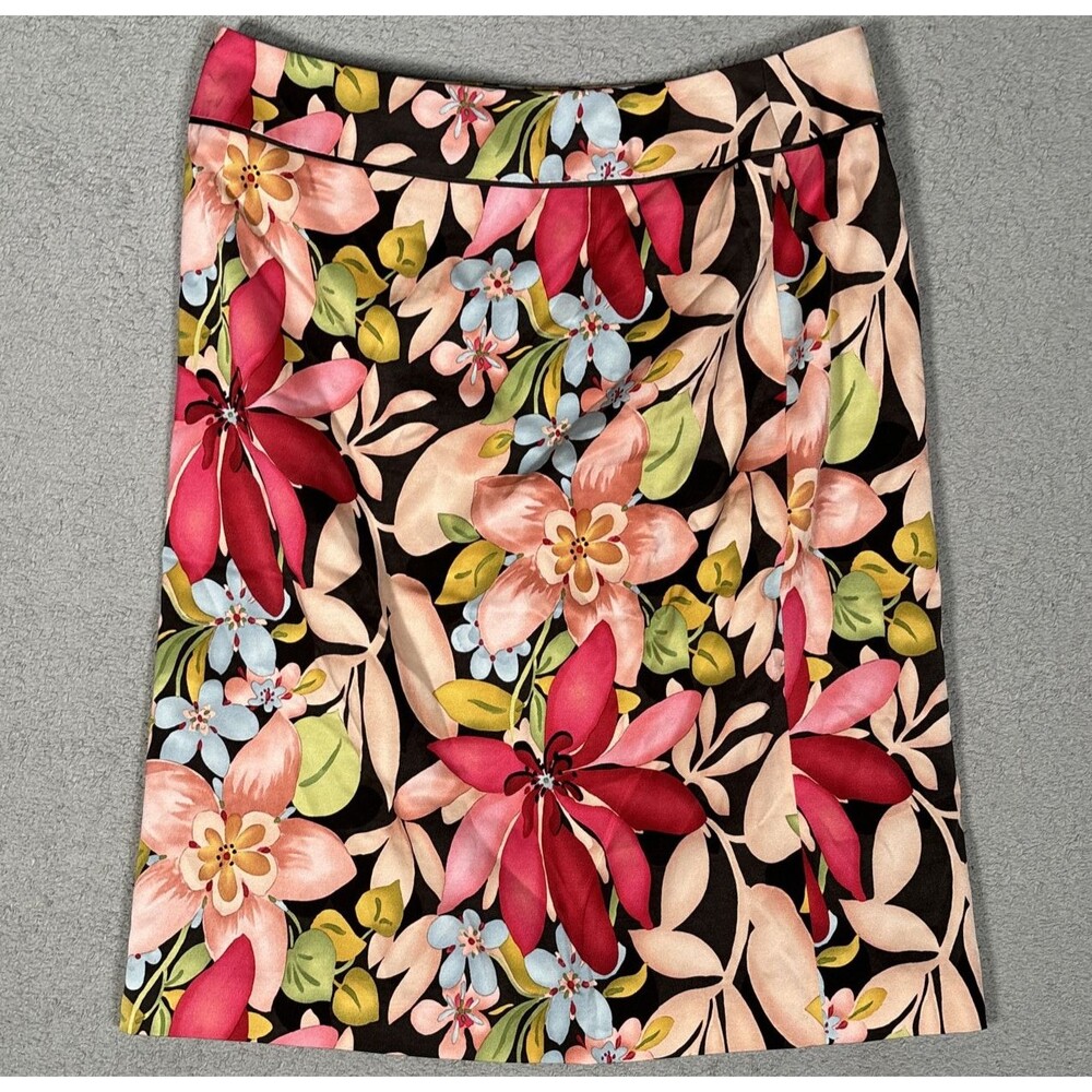 Talbots Women’s Size 10 Silk Cotton Blend A Line Spring Summer Skirt Pink‎ Brown
